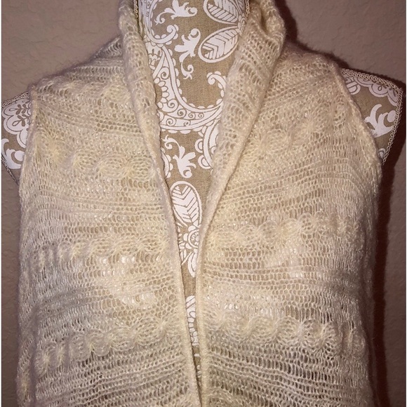 Relais Mohair blend open sleeveless sweater ivory sz L - Picture 4 of 13